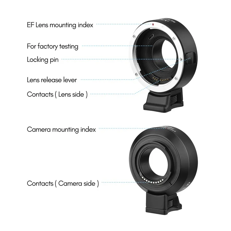 EF-FX II Lens Mount Adapter Ring Auto Focus Anti-Shake with Tripod Mount for Canon EF/EF-S Lens to Fuji X-mount