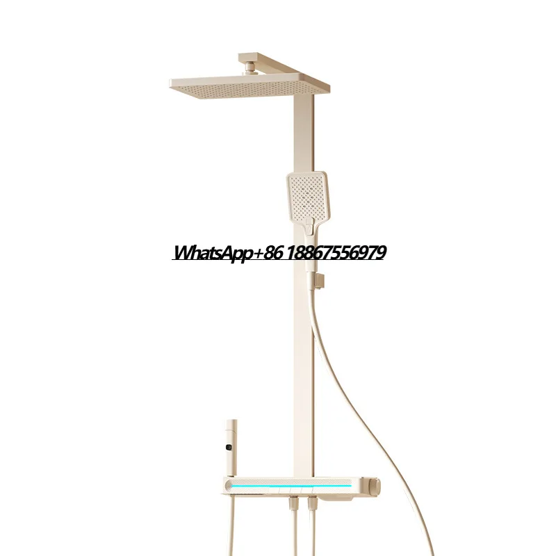 

Modern Oversized Storage Shower Nozzle Wall-Sticking Constant Temperature Booster Soft Spray New Chrome