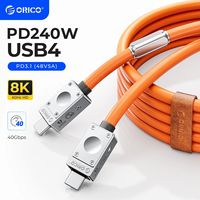 ORICO USB4 Cable 240W Silicone PD USB C Cable Data Line Fast Charging Cord Thunderbolt 3 8K for Tablet Laptop Samsung MacBook