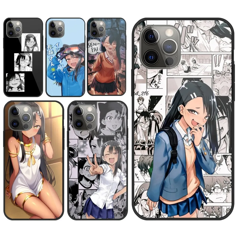 Anime Hayase Nagatoro Cell Phone Case for iPhone 15 14 13 12 11 XS X 8 7 6 Plus Mini Pro Max SE 2022 PC Glass Phone Cover Funda