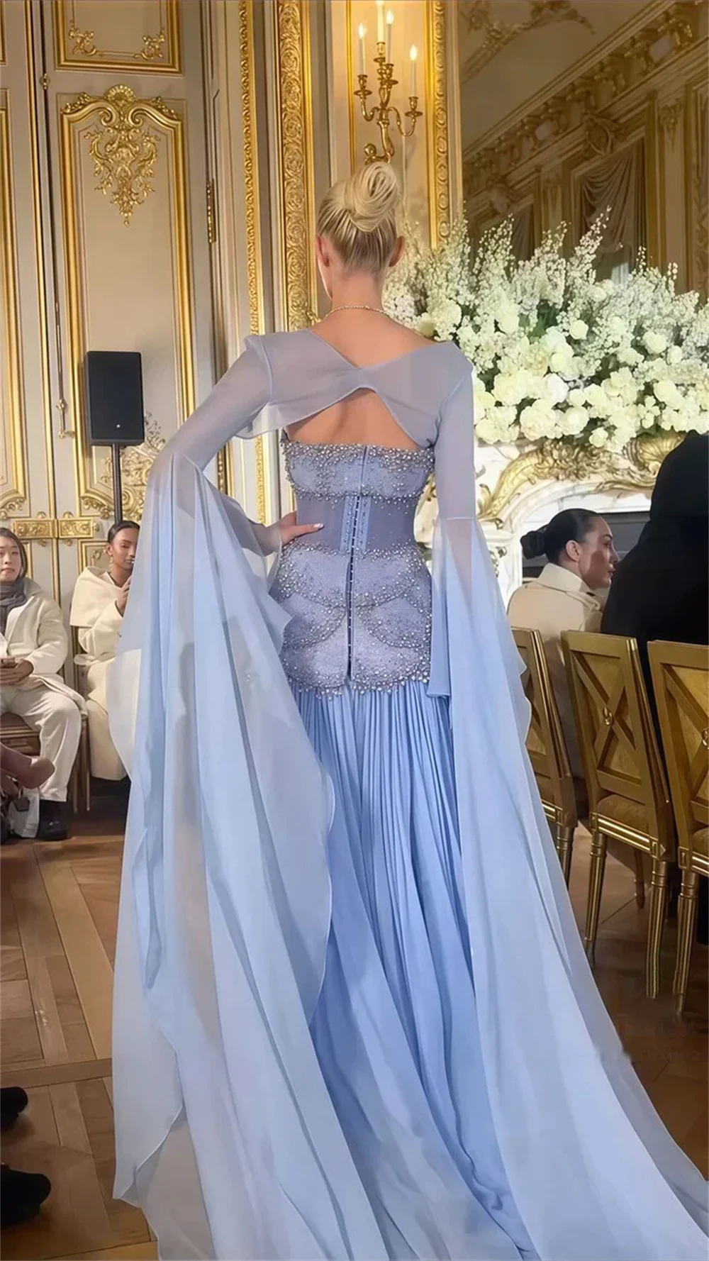 Contessa Custom Baby Blue Strapless Evening Dress Sheer Corset Prom Dresses Beaded Vestidos De Noche A‑Line Formal Evening 2026 image 4