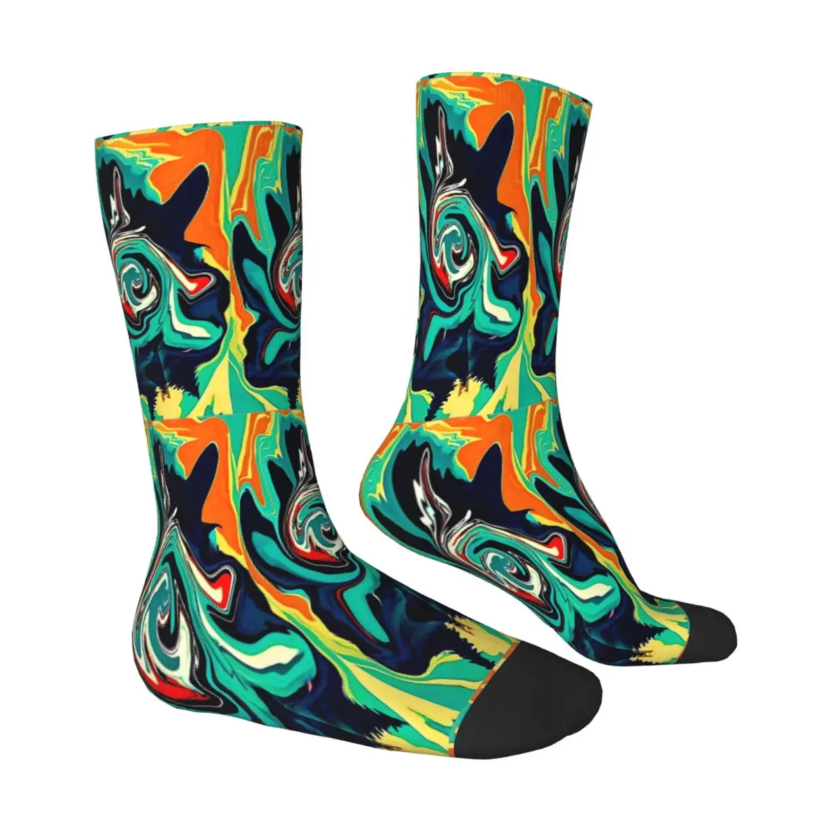 Abstract Fluid Retro Art Stockings Colorful Marble Painting Pattern Pattern Socks Winter Anti Skid Socks Men Climbing Socks