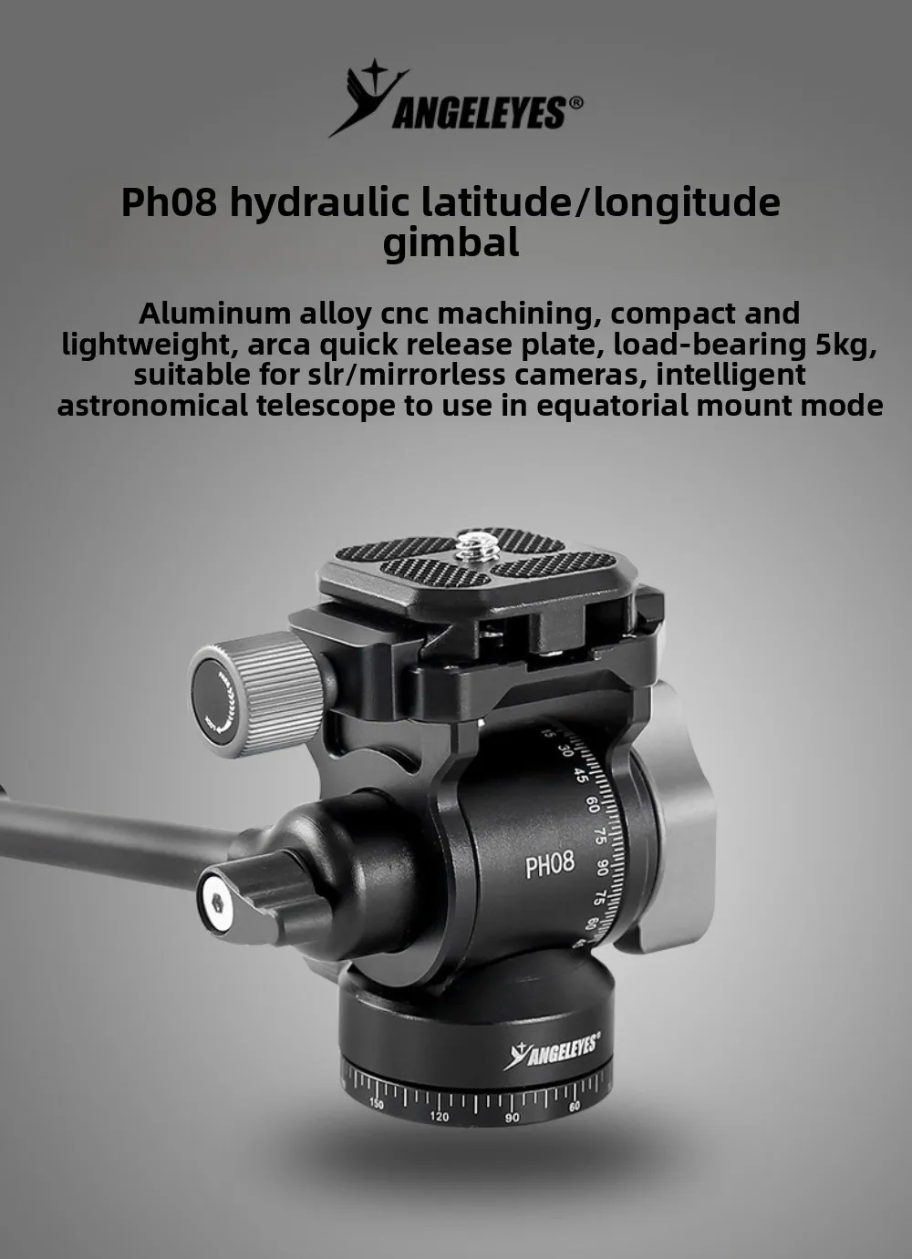 Neuer intelligenter astronomischer Teleskop-Schwenkstativkopf für hydraulische Latitude-Kopfmontagen – tragbarer Panoramakopf für die Aufnahme – Detail 4