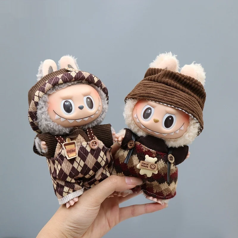 

Only Clothes 17cm Mini Cotton Doll Handmade Standing Strap Pants Macaron Clothes Doll Diy Gradient Dinosaur Set