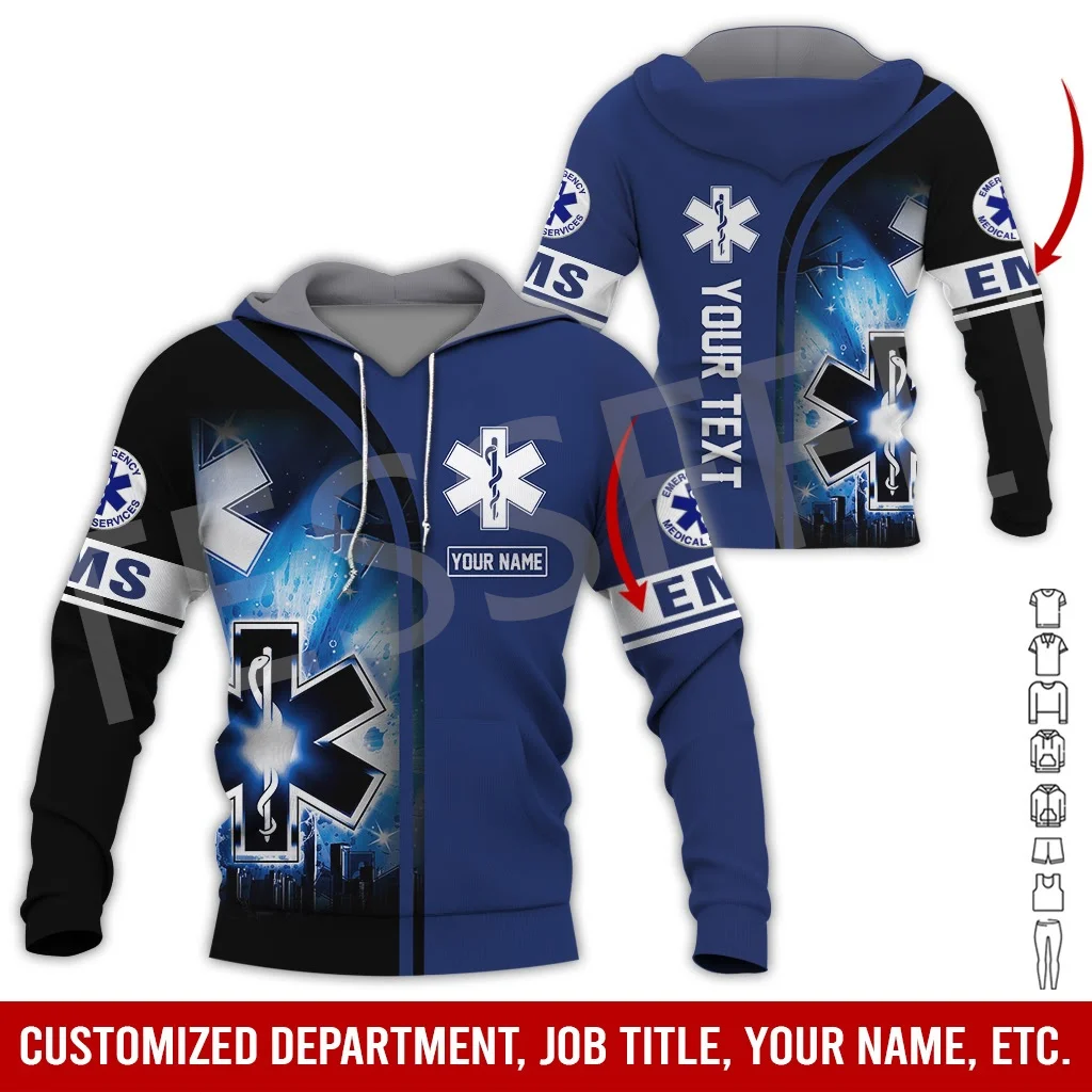 

NewFashion Custom Name Cosplay EMS Paramedic EMT Worker Retro Funny Tracksuit 3DPrint Harajuku Casual Pullover Jacket Hoodies X2