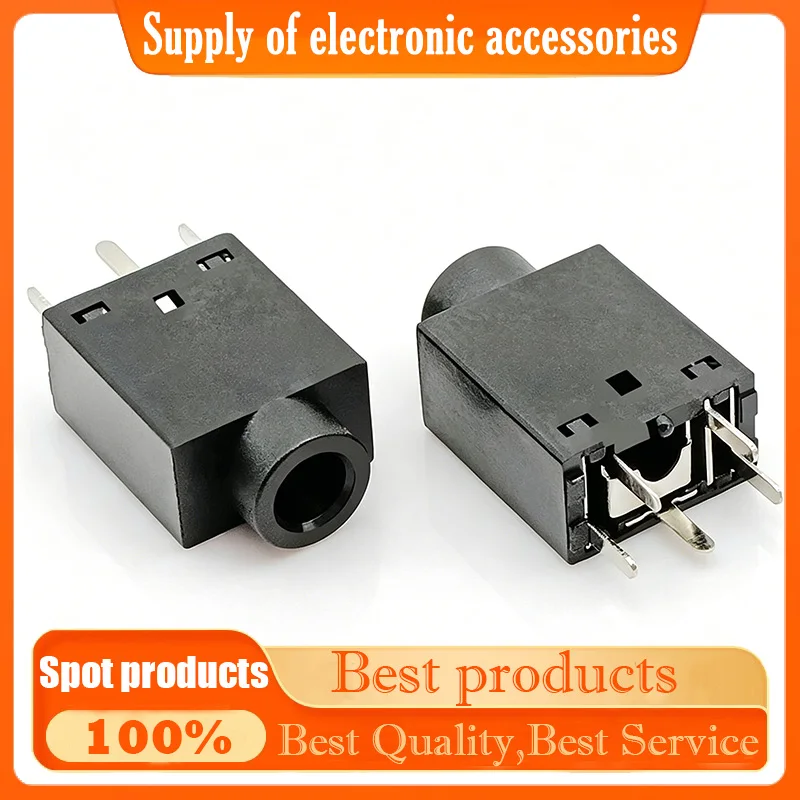3.5mm headphone socket PJ-358S Standing five-pin plug with reverse function, normally open, HD structure headphone jack