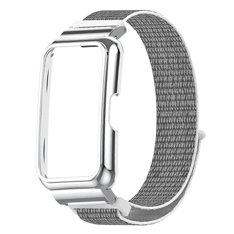 Pulseira de relógio inteligente para huawei banda 8, cinta de nylon + metal caso para honra banda 7 6 6 pro
