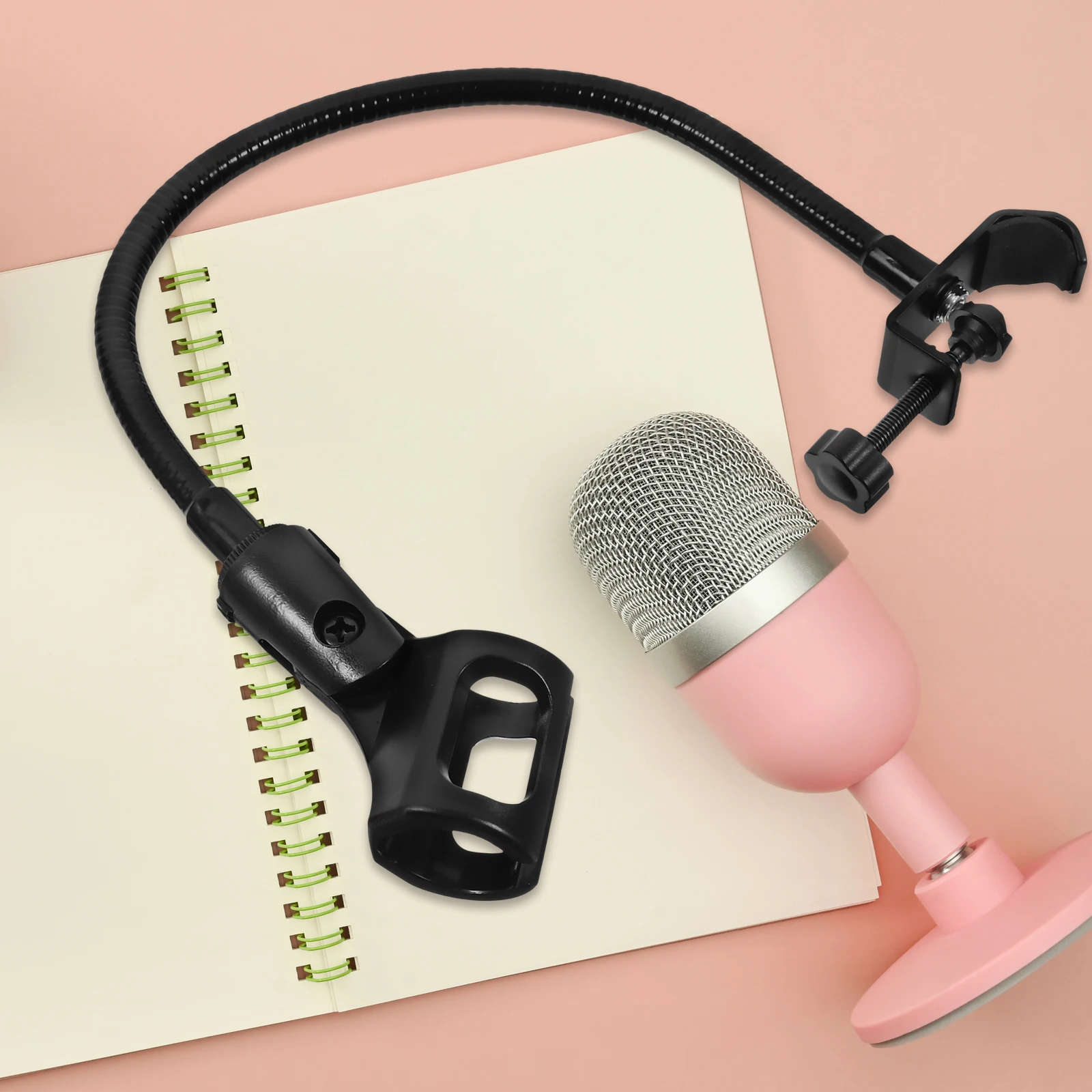 

Desk Mount Mic Stand Adjustable Desktop Microphone Stands Black Flexible Tube Racks Holder for