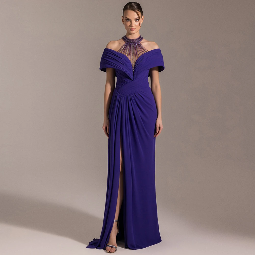 

Вечерние платья с открытыми плечами и декором из бисера, индивидуальный пошив, шифон, для особых случаев