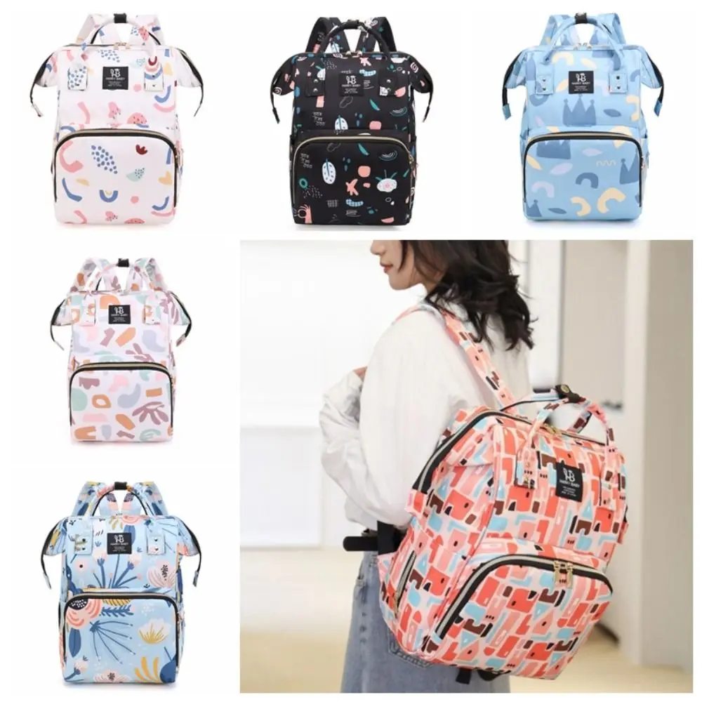 

Portable Print Mummy Bag Korean Style Large Capacity Baby Diaper Organizer Handbag Baby Care Storage Nappy Backpack Outdoor