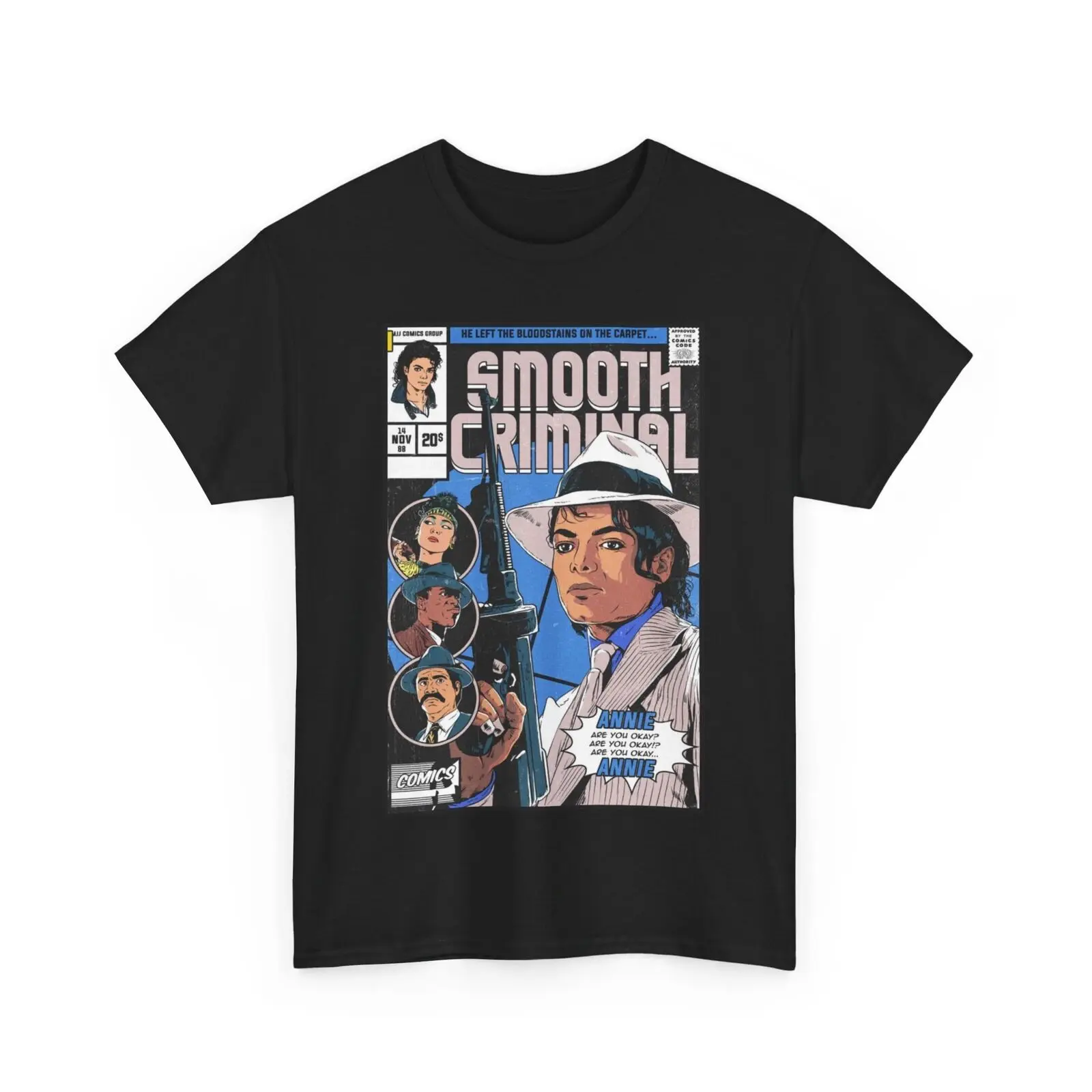 Michael Jackson Smooth Criminal Comic T Shirt Unisex Heavy Cotton Tee