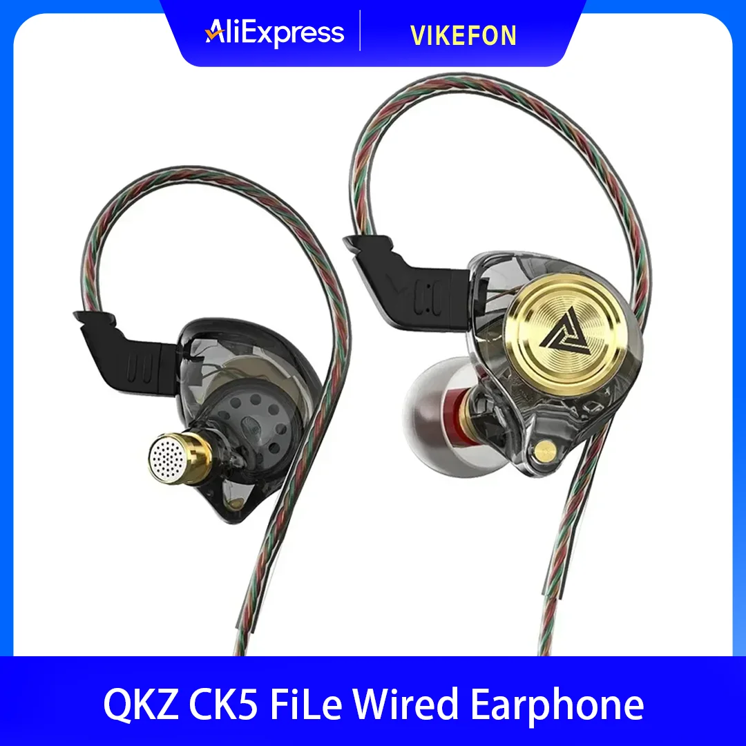 QKZ CK5 FiLe Wired Earphone with Microphone HiFi Music Earphone Professional Gaming And Sports Noise Cancelling Headphones