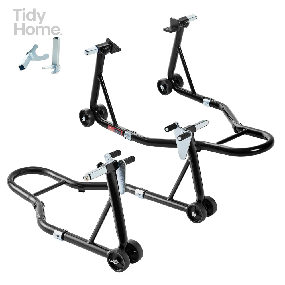 Motorcycle Stand 850LB,Sport Bike Front & Rear Wheel Lift Stands,Adjustable design suitable for most motorcycles,Black colour.