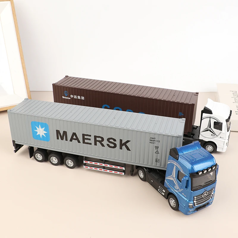 

1:36 Diecast Alloy Truck Head Model Toy Container Truck Pull Back With Light Engineering Transport Vehicle Boy Toys For Children