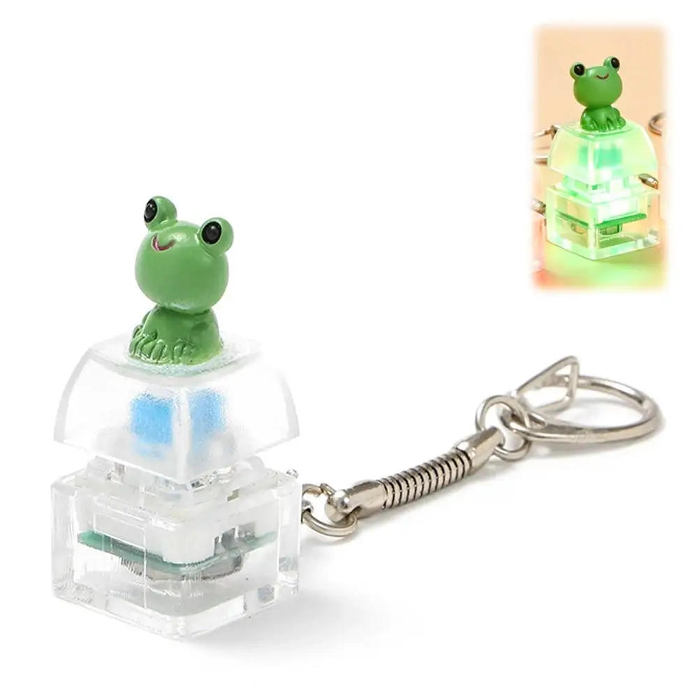 Clear Shell Duck Fidget Button Keychain Cute Pressable Stress Relief Toy Lightweight Compact Mechanical Switch Pendant