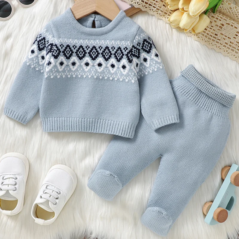 Sweaters Shirts+Pants Newborn Boys Girls Outfits Sets 0-9M Infant Unisex Tracksuit Toddler Suit Baby Clothes Winter Long Sleeved