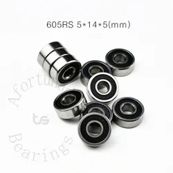 Bearing 605RS 10 Pieces 5*14*5(mm) chrome steel rubber Sealed High speed Mechanical equipment parts