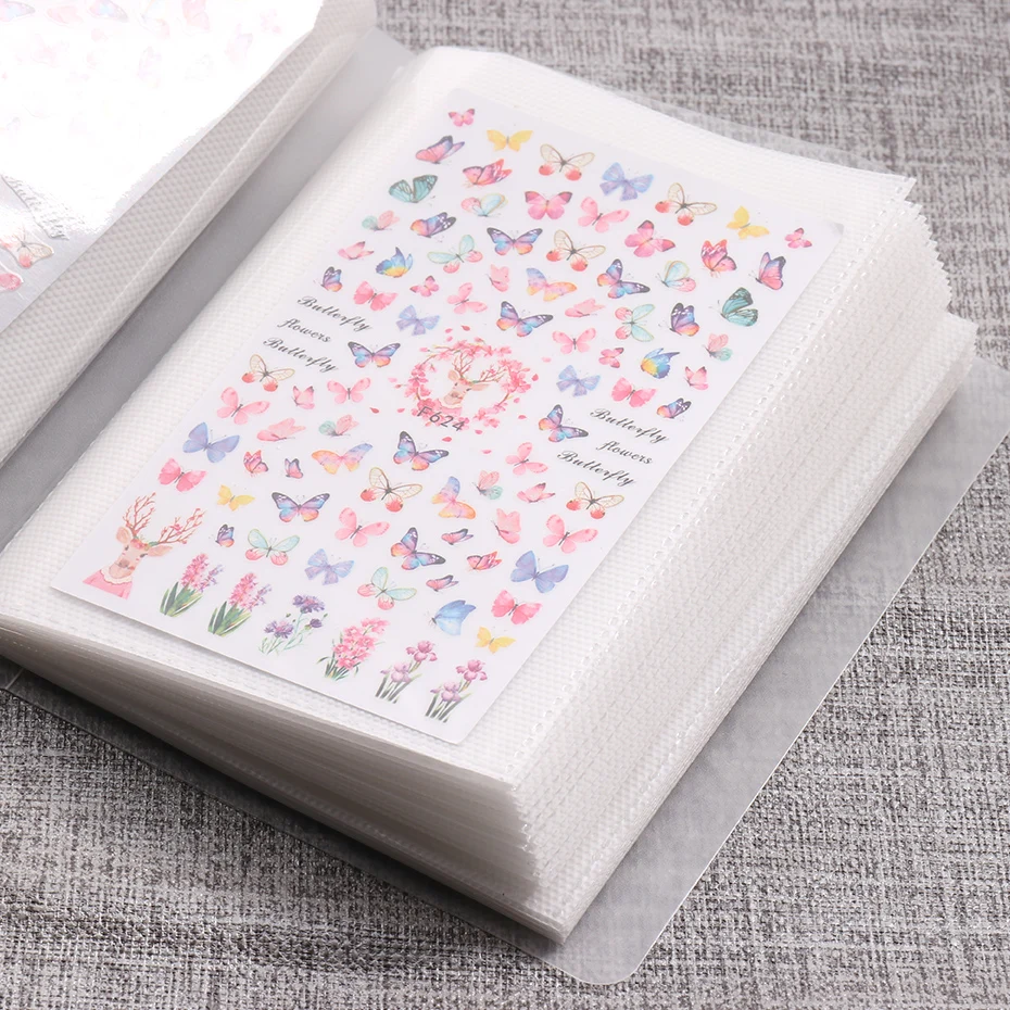 Álbum de almacenamiento de pegatinas para uñas con 100 ranuras, organizador de calcomanías, cuaderno de exhibición, herramienta de manicura
