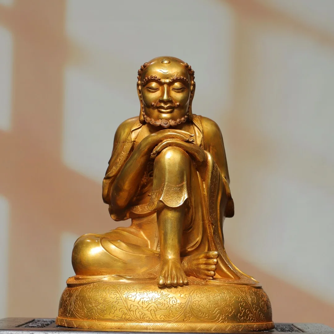 Old Bronze Gilded Cinnabar High Relief Northern Wei Buddha Bodhidharma Sitting Buddha Amitabha Buddha Worship Hall Town house