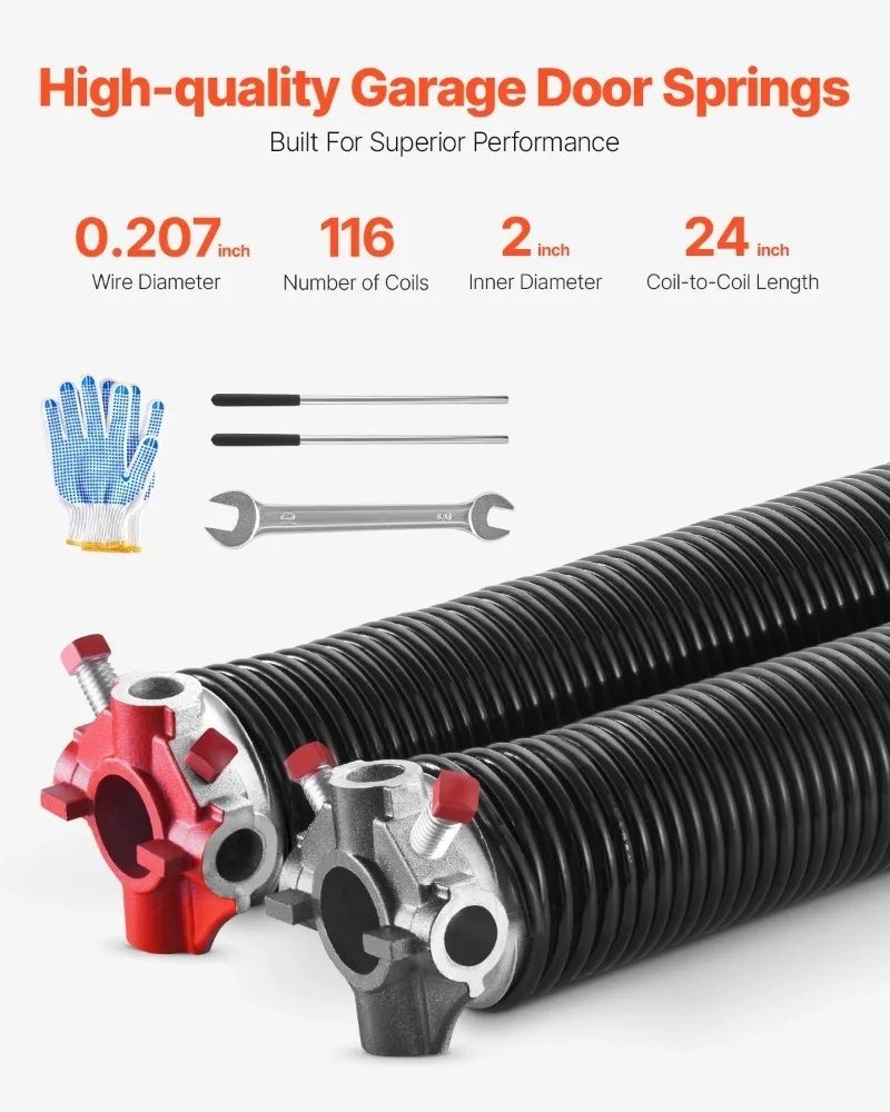 

【From China】 Garage Door Torsion Springs Pair 16000 Cycles Electrophoresis Black Coated for Replacement Garage Door Springs