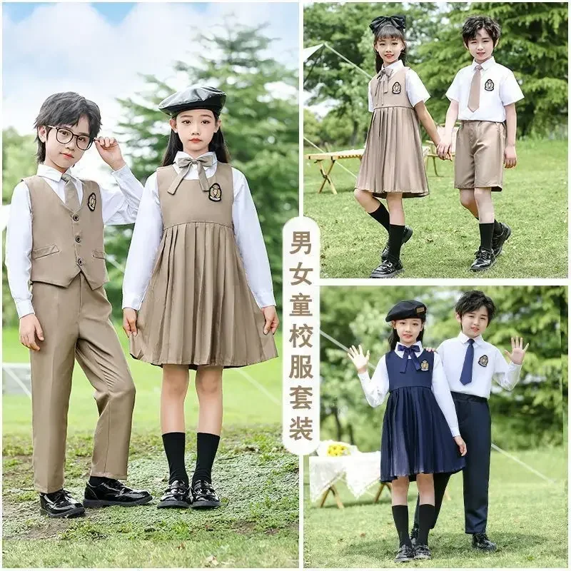 Kindergarten uniform graduation photo summer primary school suit summer children's chorus class short-sleeved British uniform