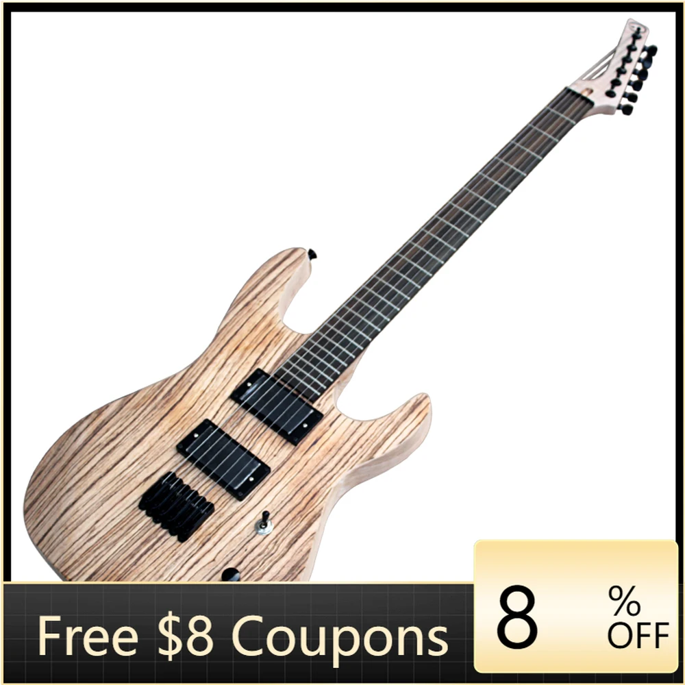 

STLFFactory Outlet- 6 Strings Natural Electric Guitar with Zebra Wood Veneer,24 Frets,Rosewood Fingerboard