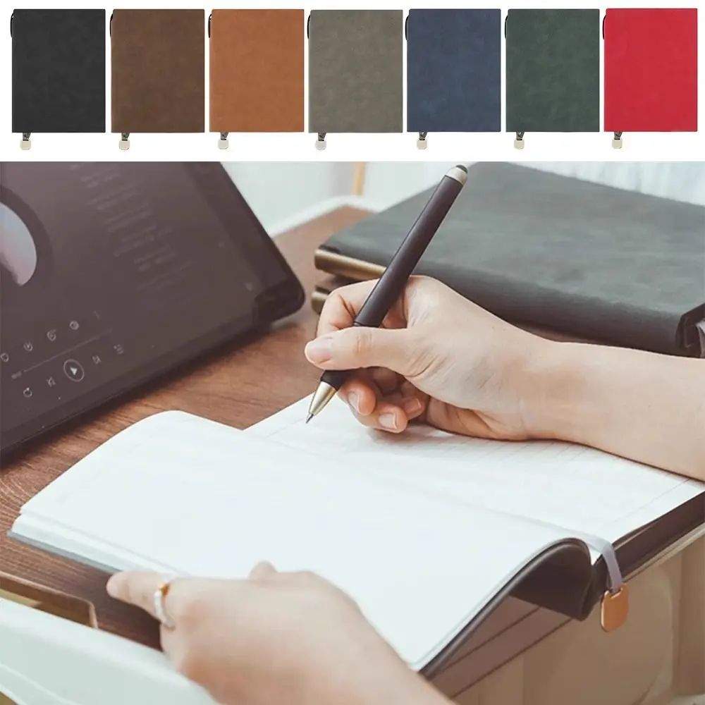 Useful A5 Notebook Soft Leather Cover Thickened Business Notebook Simple Design Imitation Leather Diary Planner Business Meeting