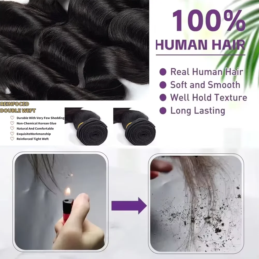 14A Body Wave 3 4 Bundles Human Hair 100% Brazilian Unprocessed Raw Human Hair 30 40 Inch Remy Double Bundles Weave Extensions image 6