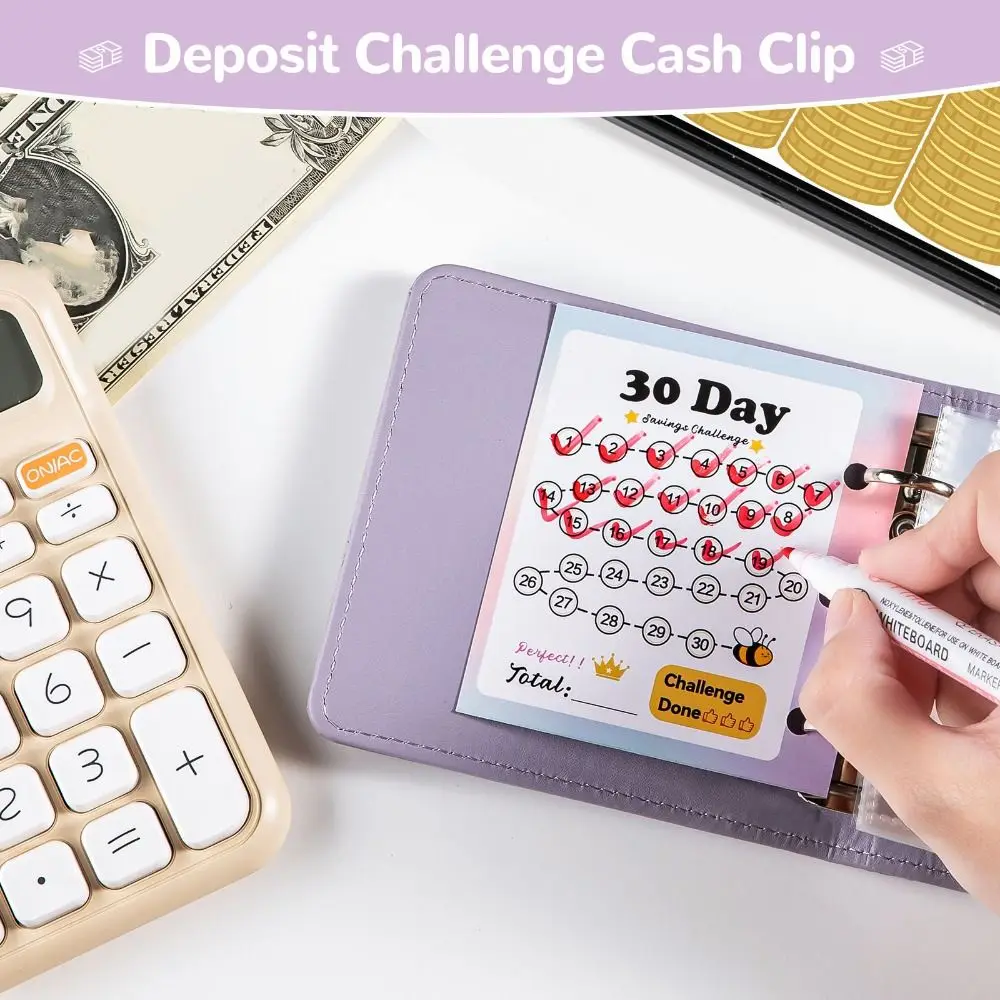 Waterproof PU Leather Cash Saving Challenges 30Days Money Budget Binder Handbook Planner Envelope Notebook