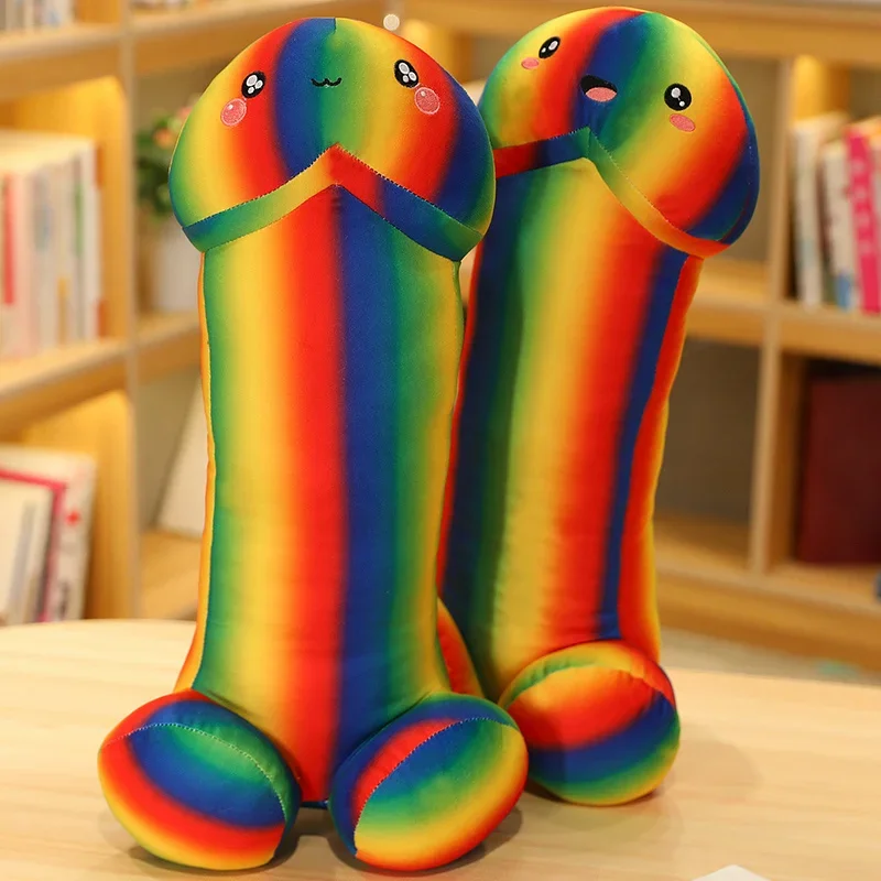 30 ~ 90 cm Sexy Kawaii Uomo Pene Arcobaleno Colore Peluche Cuscino Lungo Rafforzamento Multi-colore Compagno di Dormire Presente