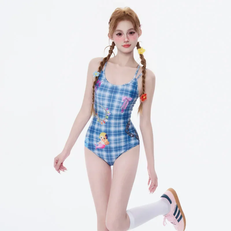 

Conservative Two-Piece Women's One-Piece Swimsuit Sweet Fresh Style for Hot Springs Korean Japanese Student Swimwear