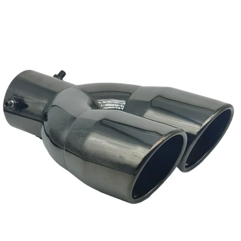 Dual Outlet Car Exhaust Tip Stainless Steel Auto Muffler Modified Universal Exhaust Pipe Tail Chrome Trim Inner 1.5-2.4 Inch