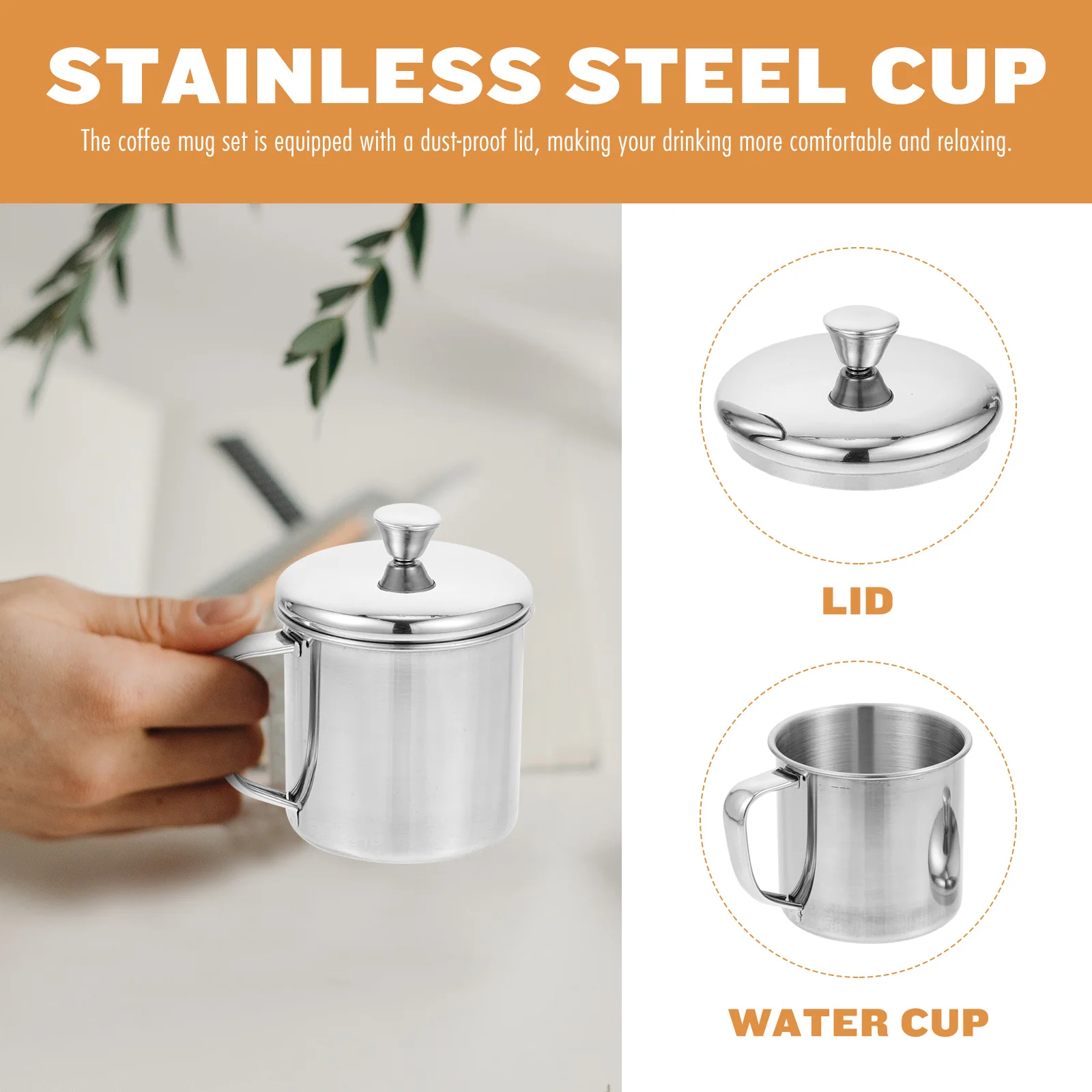 

Multipurpose Stainless Steel Coffee Mug Ergonomic Design Smooth Rim for Hot Cold Drinks Portable Juice Milk Container