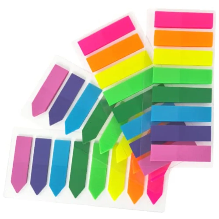 Page Markers Colored Sticky Tabs, Translucent Arrow Flags for Page Marking, Fluorescent Index Tab Stickers for Notebooks, Small