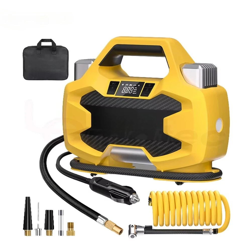 مضخة هواء للسيارة مصنوعة من مادة ABS 12 فولت مع شاشة LED رقمية ومنفاخ إطارات ذكي لكرة الدراجة النارية #1