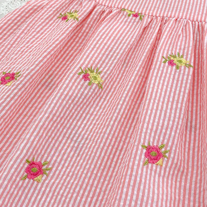 2026 Sommer 0-24M Baby Mädchen Flügelärmel Baumwolle Stickerei Baby Body 2-6 Jahre Süße Partykleider Schwesterkleidung – Detail 34