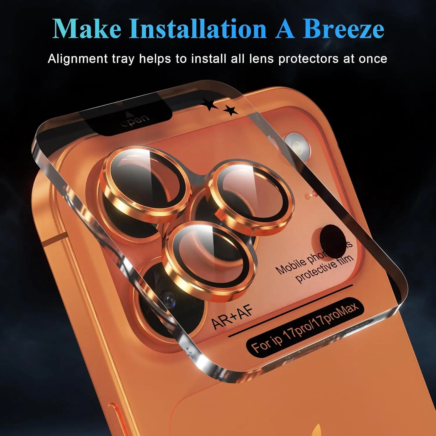 Cosmic Orange Camera Lens Protector Cover for iPhone Air 17 Pro Max 16 Plus 15 14 13 Mini 16E Glass Protection Phone Accessories