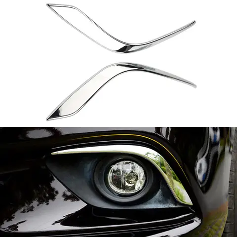1Pair Chrome Front Fog Light Lamp Cover Trim Strip Fit For Mazda 6 Atenza Gj 2014-2016 Ring Molding Cover Kit Trim Accessories