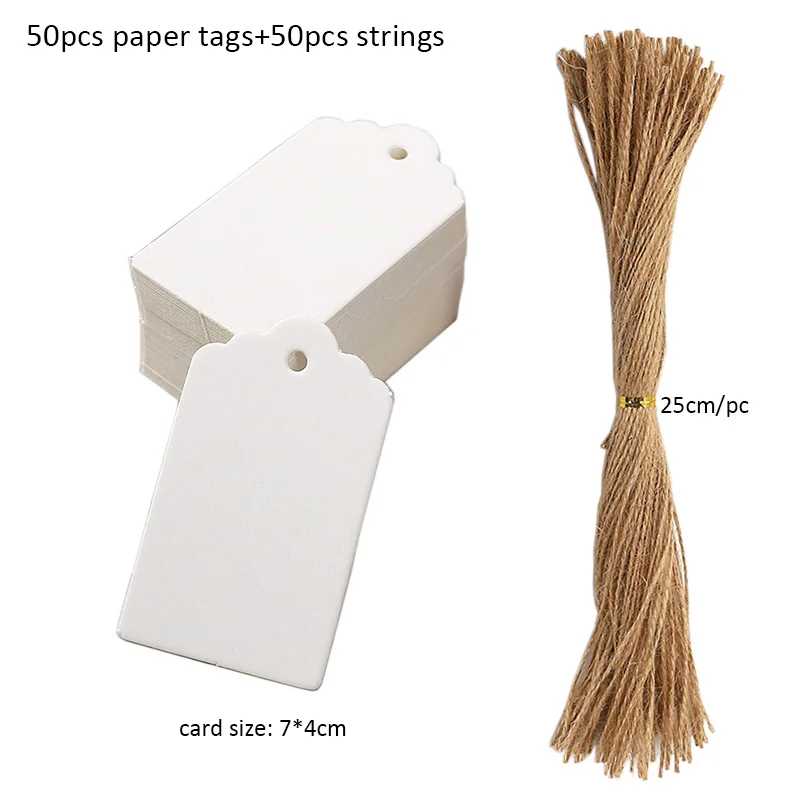 Kraft Paper Tags with Strings, 50pcs