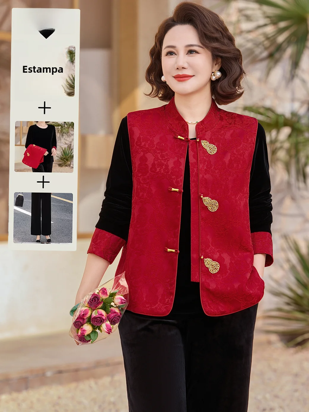 set-in-velluto-dorato-a-tre-pezzi-per-la-mamma-abbigliamento-primaverile-da-donna-per-l'anno-dello-zodiaco-cinese-comodo-da-indossare-facile-da-pulire