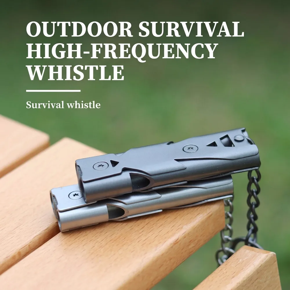 Double Pipe High Decibel Whistle Keychain Portable Outdoor Emergency Survival Camping Multifunction Safety Whistle