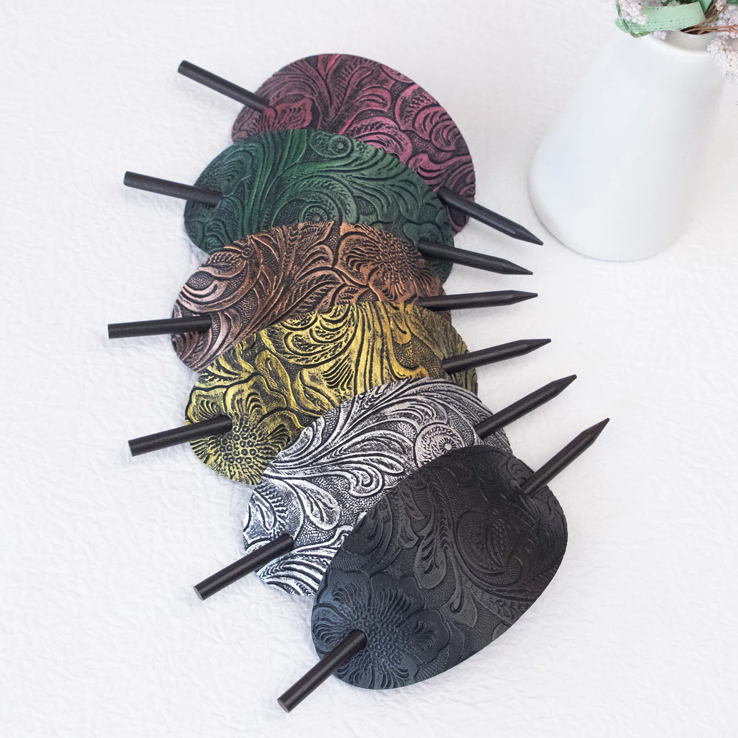 

Retro Hairpin Long Hair Fixing Hair Accory Leather Oval Hairpin Faion Jewelry Hair Ornament Fixed Hair Ties Hair Acco...