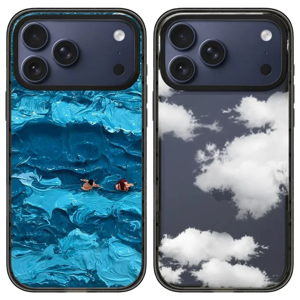 

White Cloud Acrylic Black Border Magnetic Case: Compatible with IPhone 17 16 15 14 13 12 Pro Max 17 Air