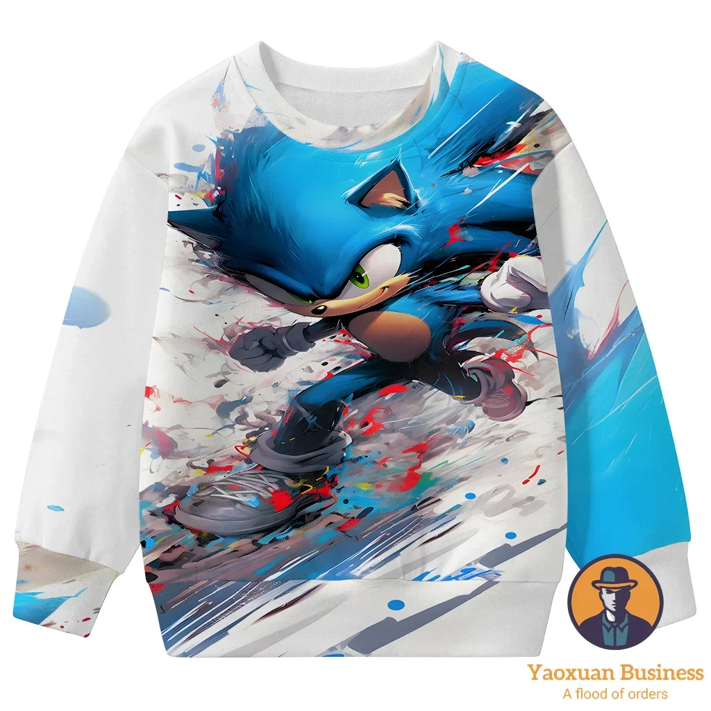 

Trendy 2025 Sonic 3D Crew Neck Sweatshirt Kids Teens Boys Girls Cartoon Print New Autumn Winter Best Selling Hot Fashion