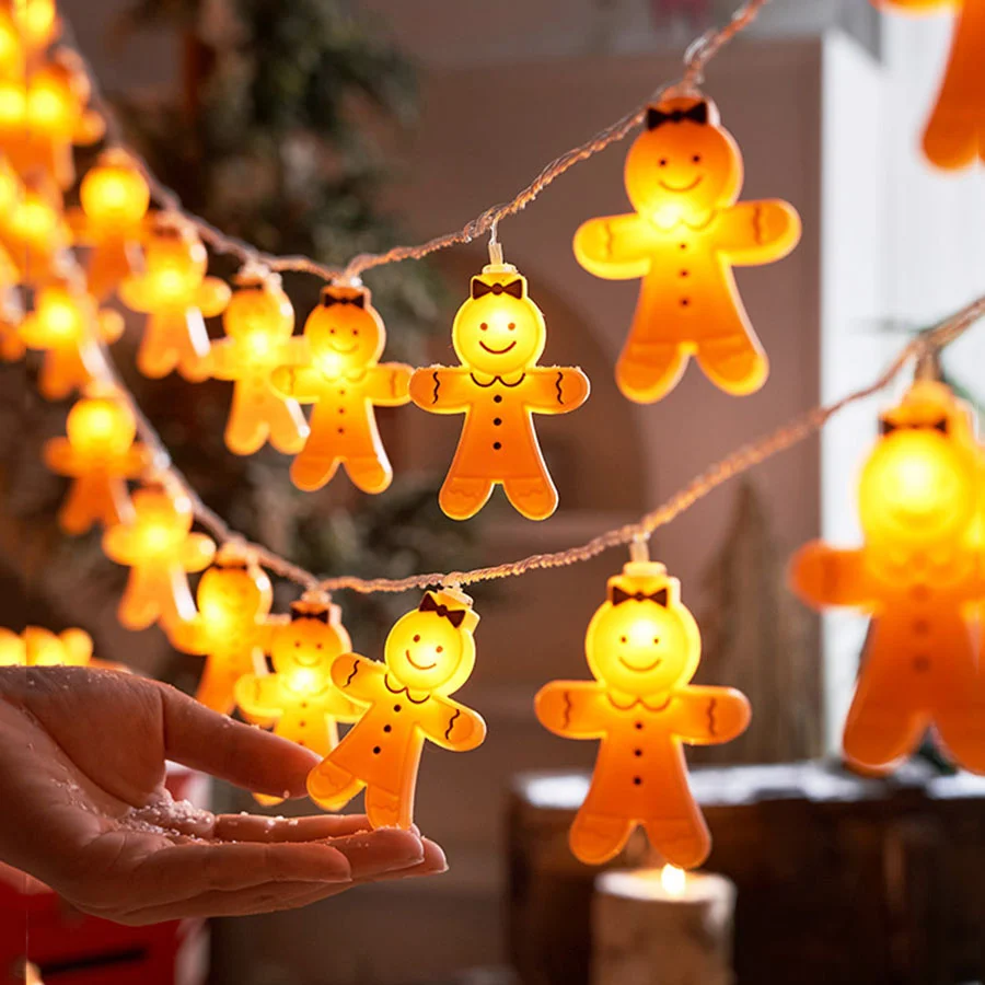 20/40 führte Weihnachts girlande Licht Lebkuchen Lichterketten batterie betriebene süße Männer Lichterkette für Weihnachts baum Dekor