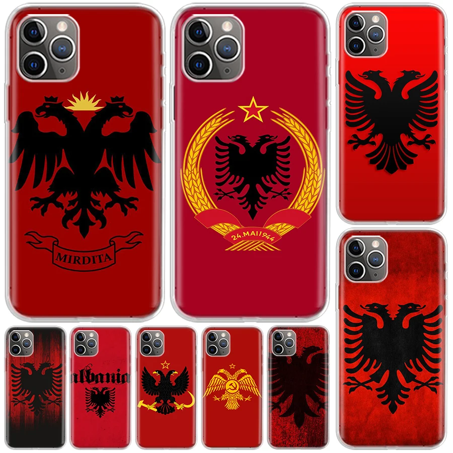 Albania Flag Eagle Cover For iPhone 16 15 14 13 12 11 Pro Max Apple Phone Case X XS 7 Plus 8 + Art Customized Print Shell 11 14 