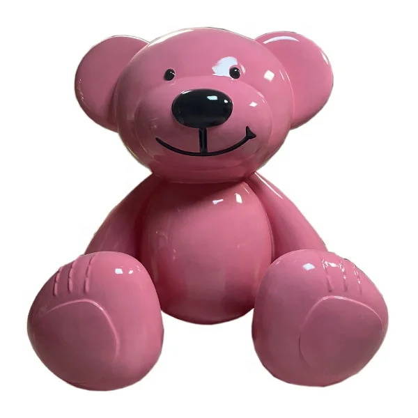 Custom Giant Pink Fiberglass Teddy Bear Statue For Garden Park Plaza Shopping Mall Hotel Square Yard Decoration