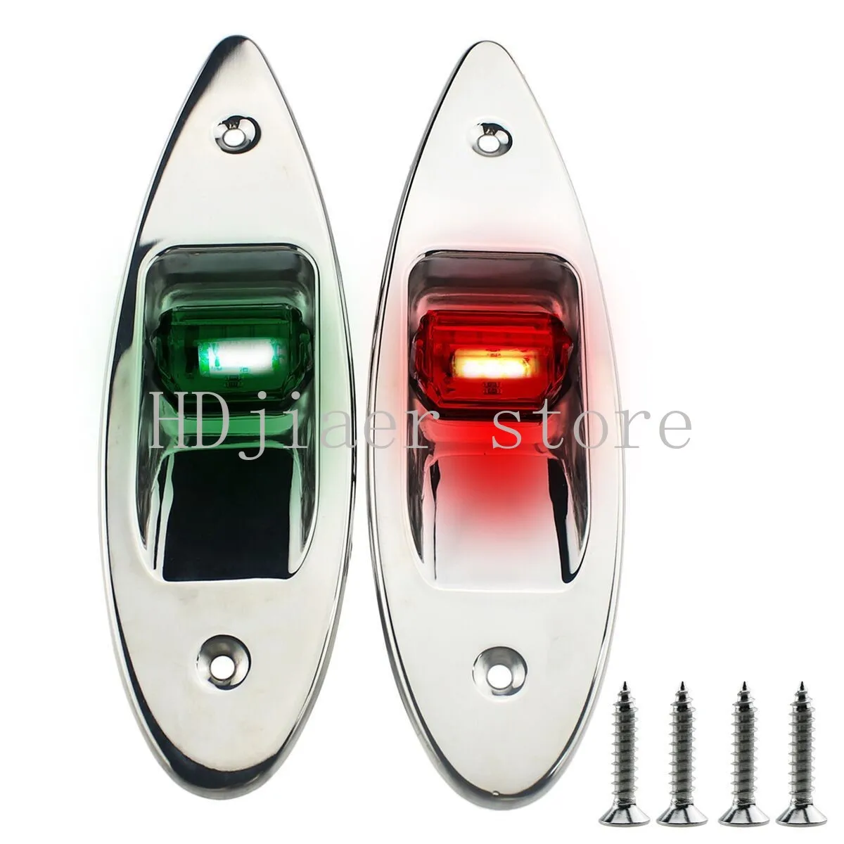 

Red/Green Pair Boat Navigation Lights: Marine LED Dual-Color Port/Starboard Lamps - Stainless Steel Yacht Parts