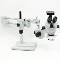 FYSCOPE 3.5X-90X Microscopio 50/50 Split Simul-Focal Double Boom Stand Trinocular Stereo Zoom Microscope+60MP HDMI Camera