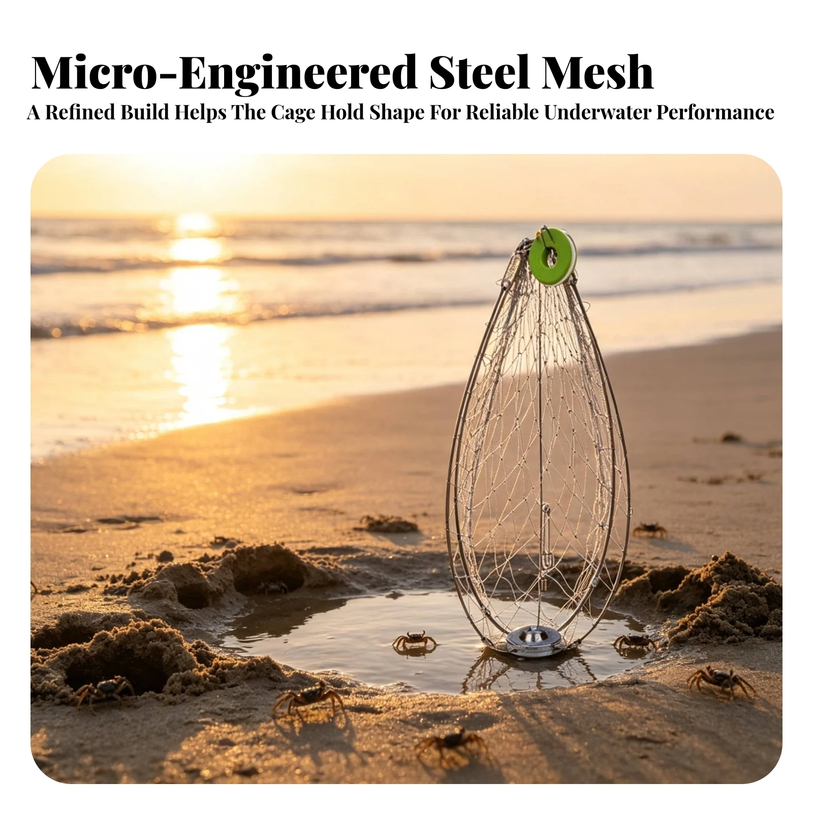 Collapsible Crab Cage Automatic Opening Wire Mesh Crab Cage Fishing Gear Stainless Steel Foldable for Crabbers